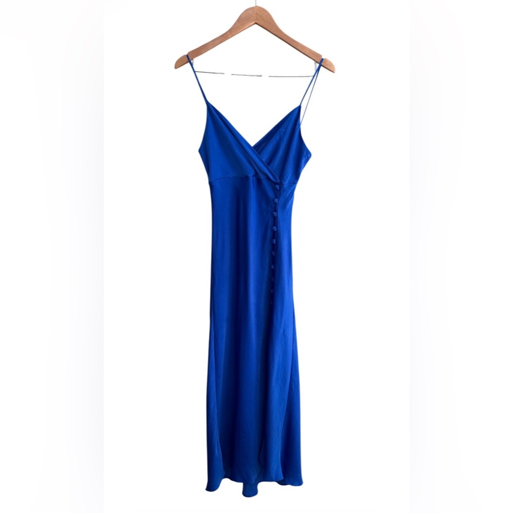 Zara Vibrant Blue Dress with Button Detail and Split side